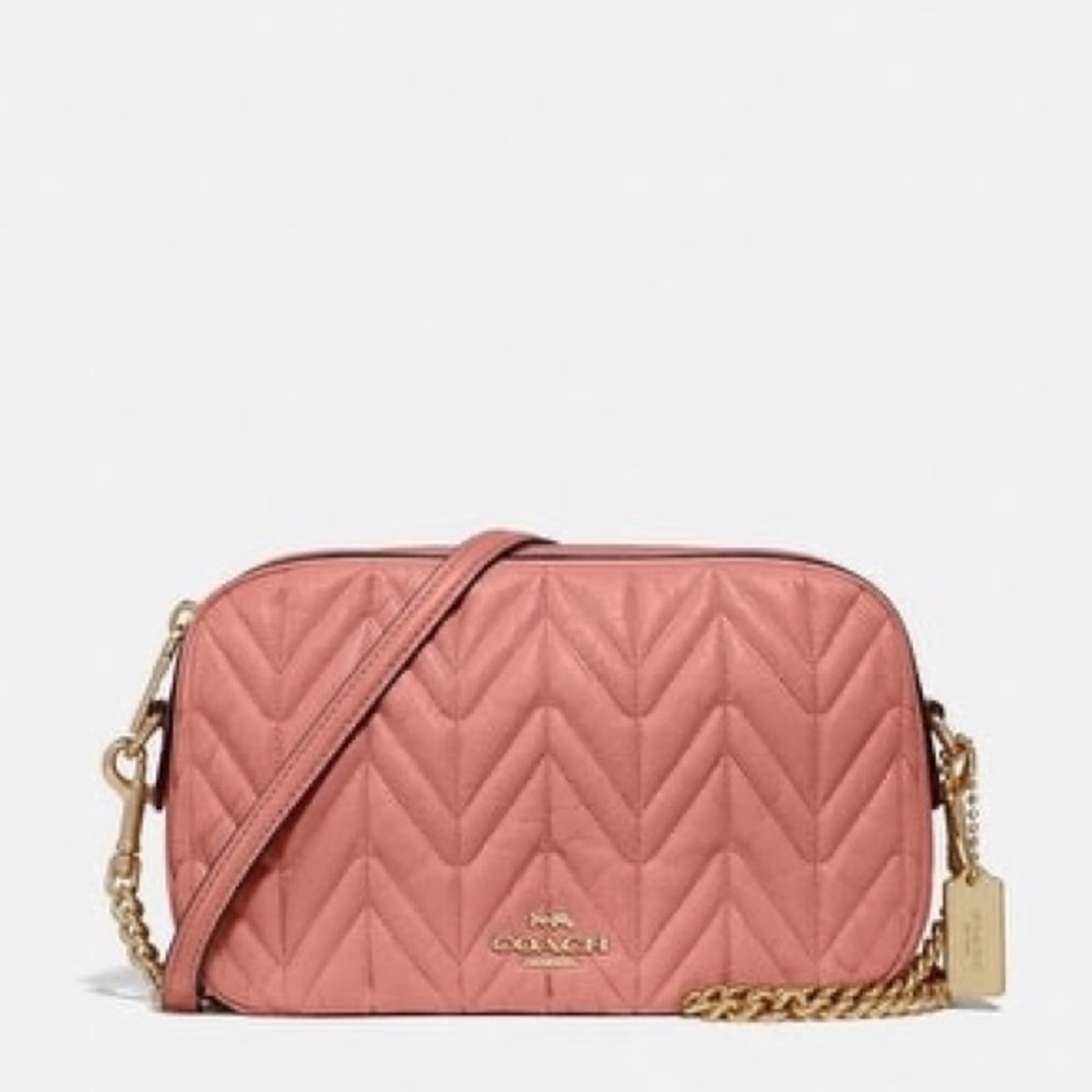 Coach isla pink quilted crossbody bag